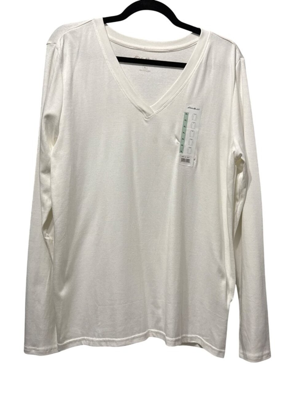 Eddie Bauer NEW Womens XL White V-Neck Long-Sleeve Shirt Soft Lightweight